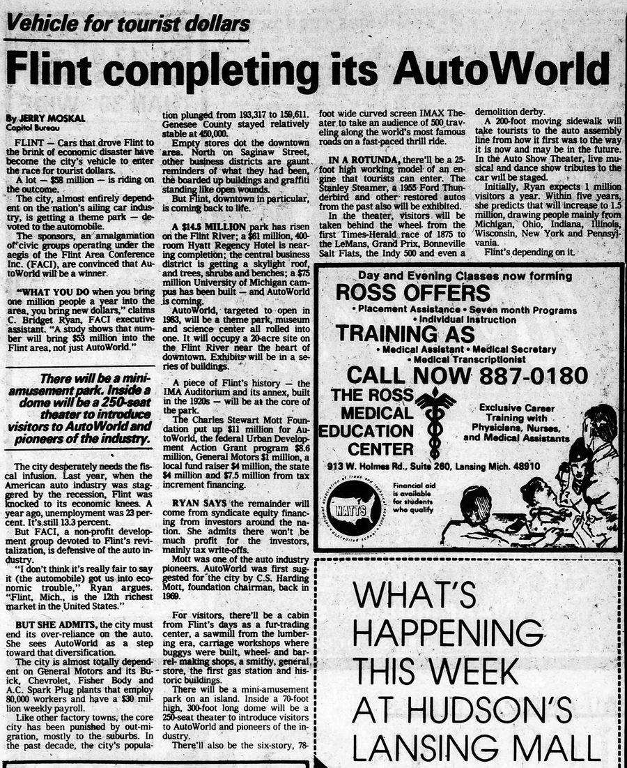 AutoWorld (Six Flags AutoWorld) - 1981 ARTICLE THAT DICUSSES IDEAS NEVER IMPLEMENTED